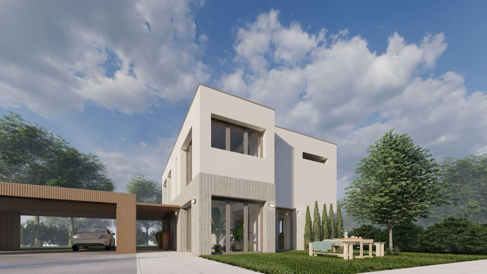Moderní rodinný dům postavený z LGSF konstrukce Skymax Living