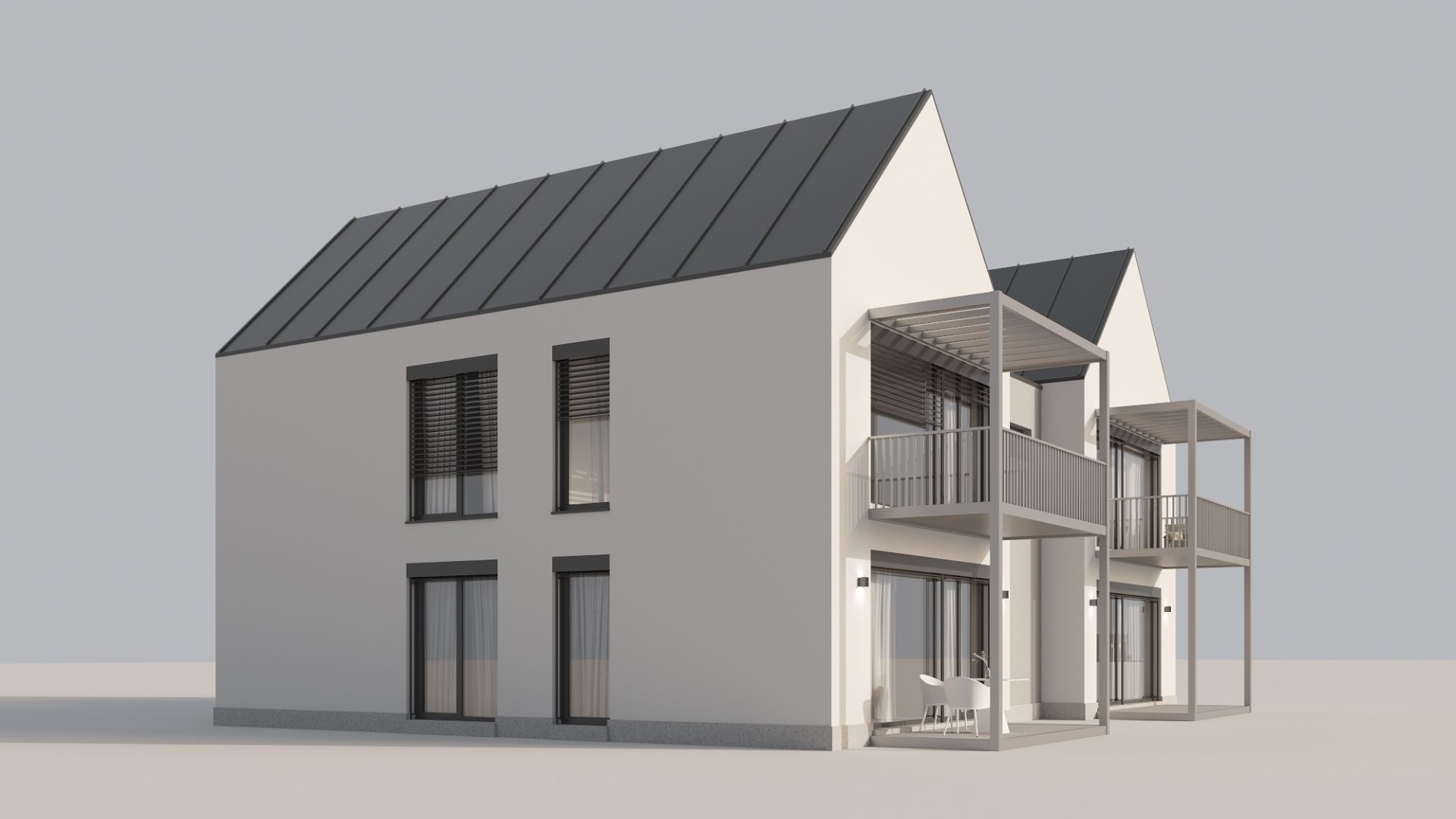 Bytový dům BD DuoFLEX — LGSF modulární konstrukce, pohled 03