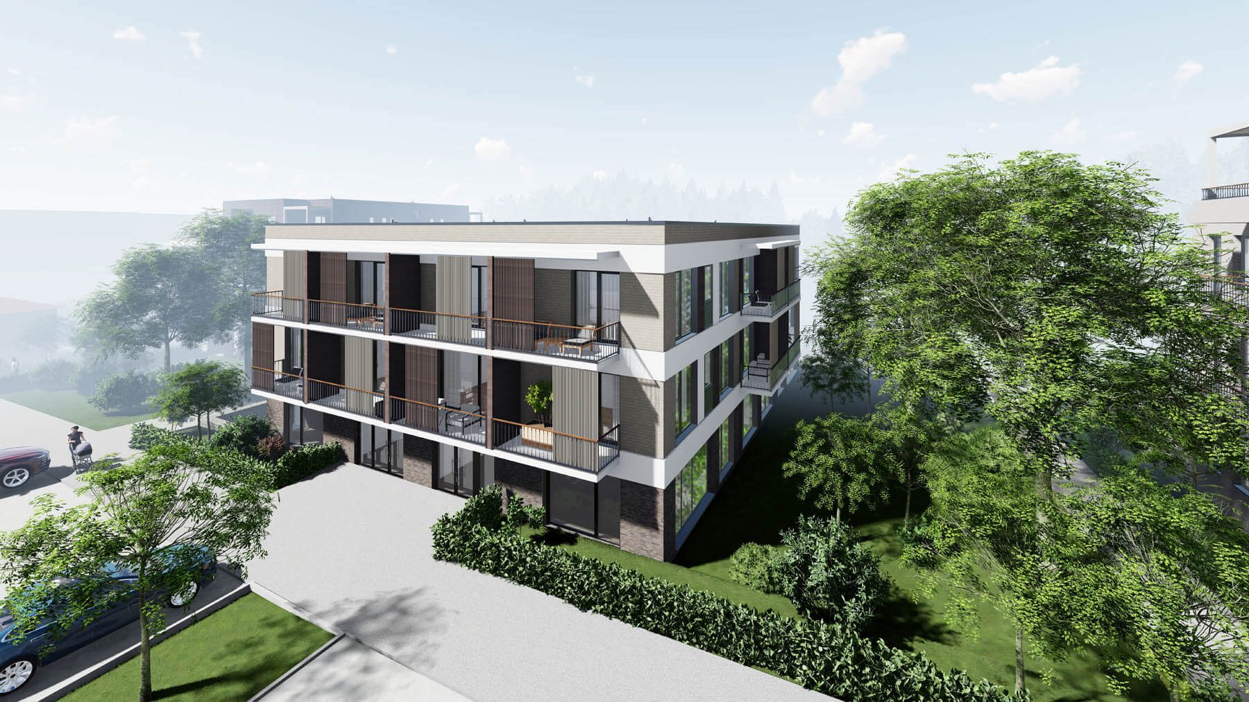 Bytový dům BD EcoFLEX — energeticky úsporný bytový dům, pohled 05
