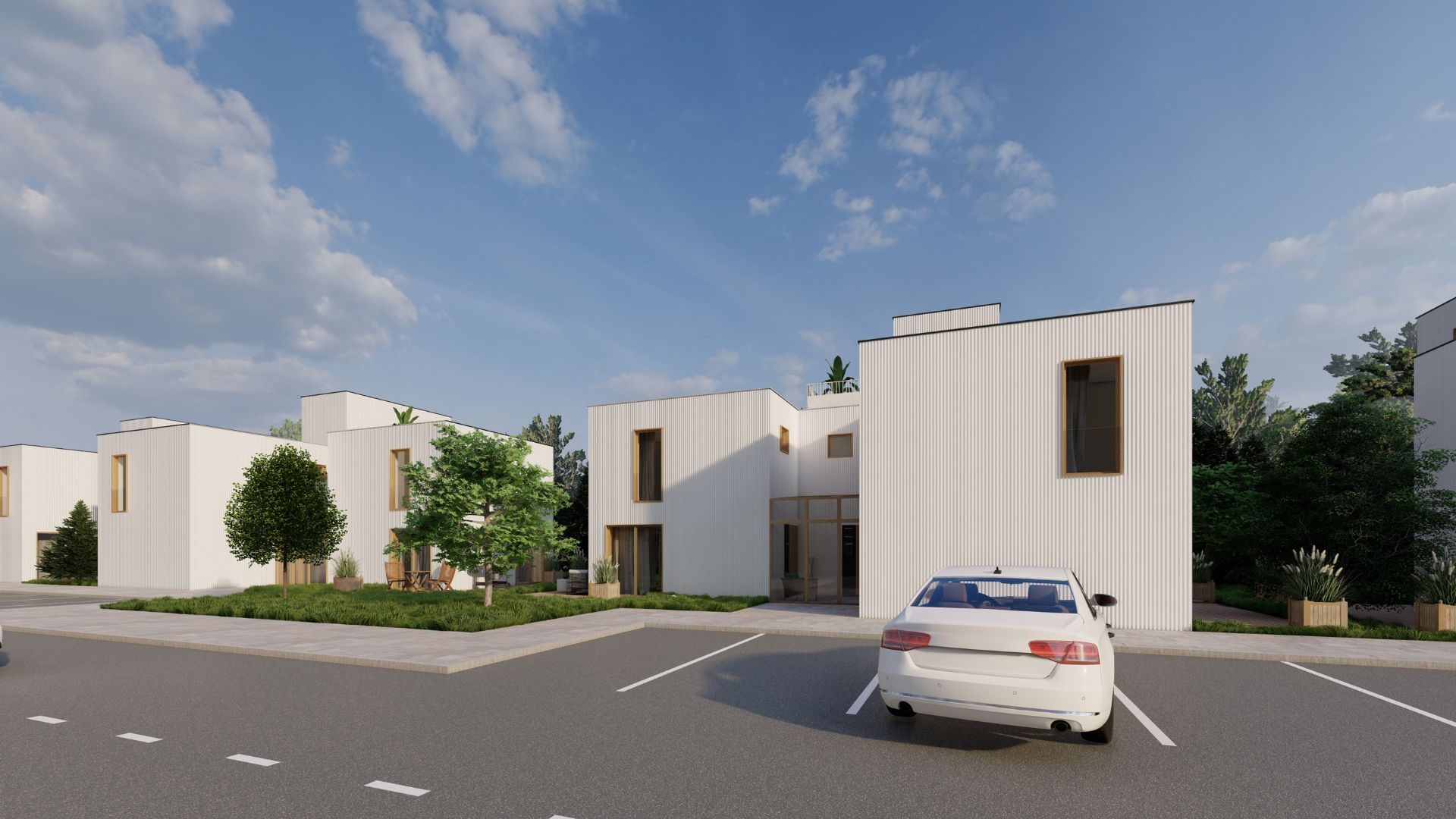 Řadový dům RD TrioFLEX — trojdomek, pohled 01