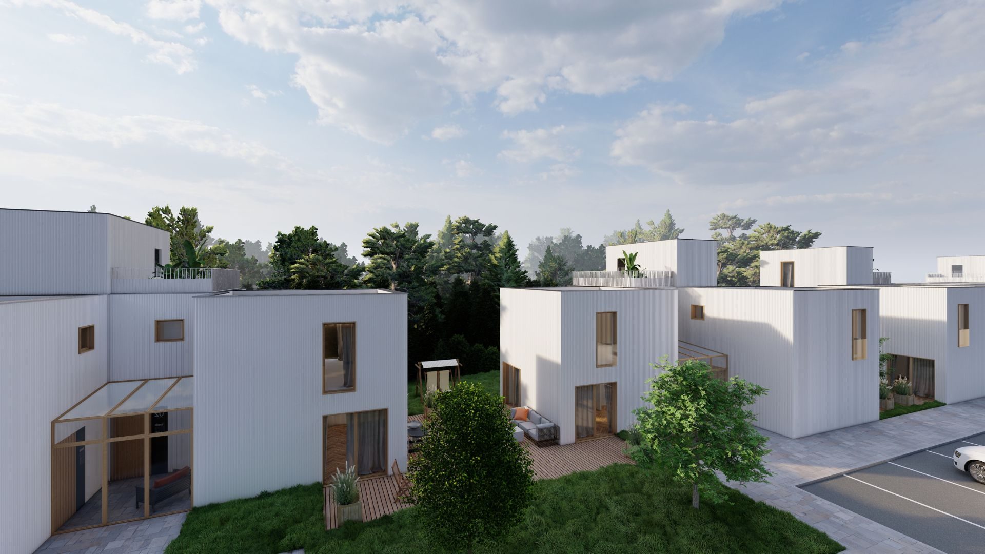 Řadový dům RD TrioFLEX — trojdomek, pohled 02